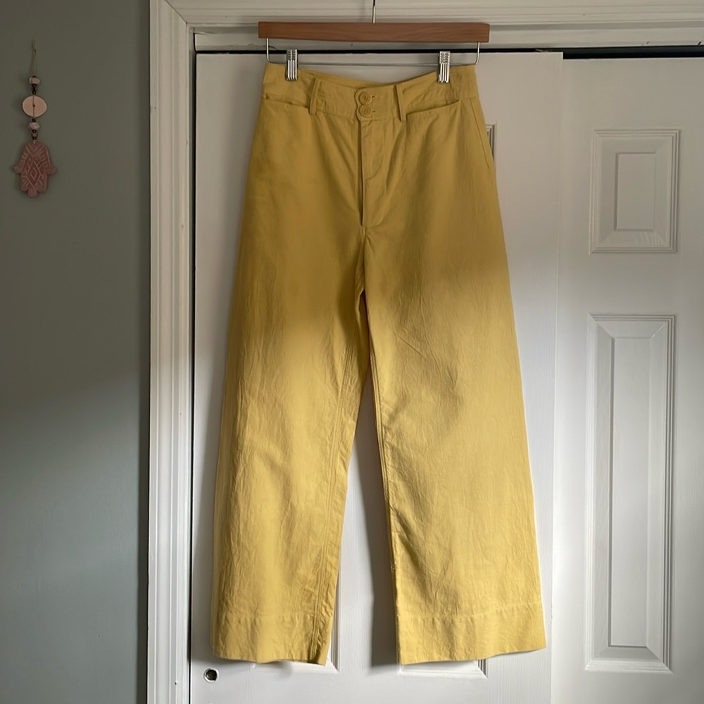 Apiece Apart NWT 4 Merida Pant Chamomile Yellow Cotton High Rise Waist Wide Leg